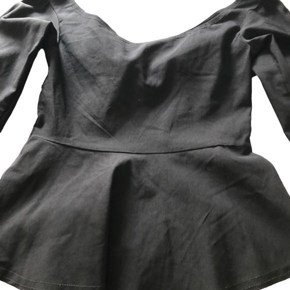 Top Shop Bardot Stretch Off The Shoulder Peplum Blouse Black US 2 - Picture 4 of 8